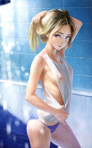 Hentai Cute babe showering after sch ool